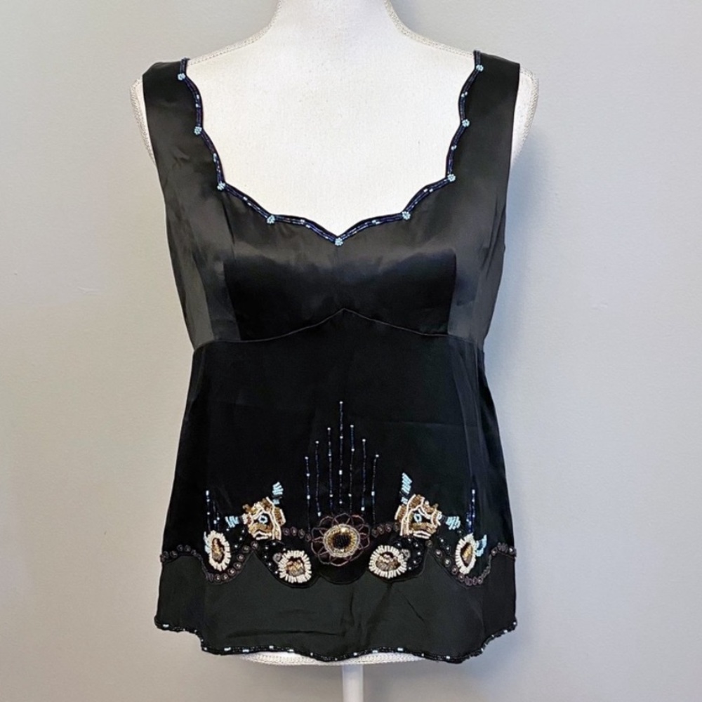 NWOT Nanette Lepore 100% silk Beadet Top